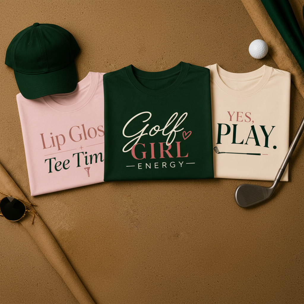 Drop 001 Black Girls Golf Lifestyle women's graphic tee bundle with golf club, tees and golf ball